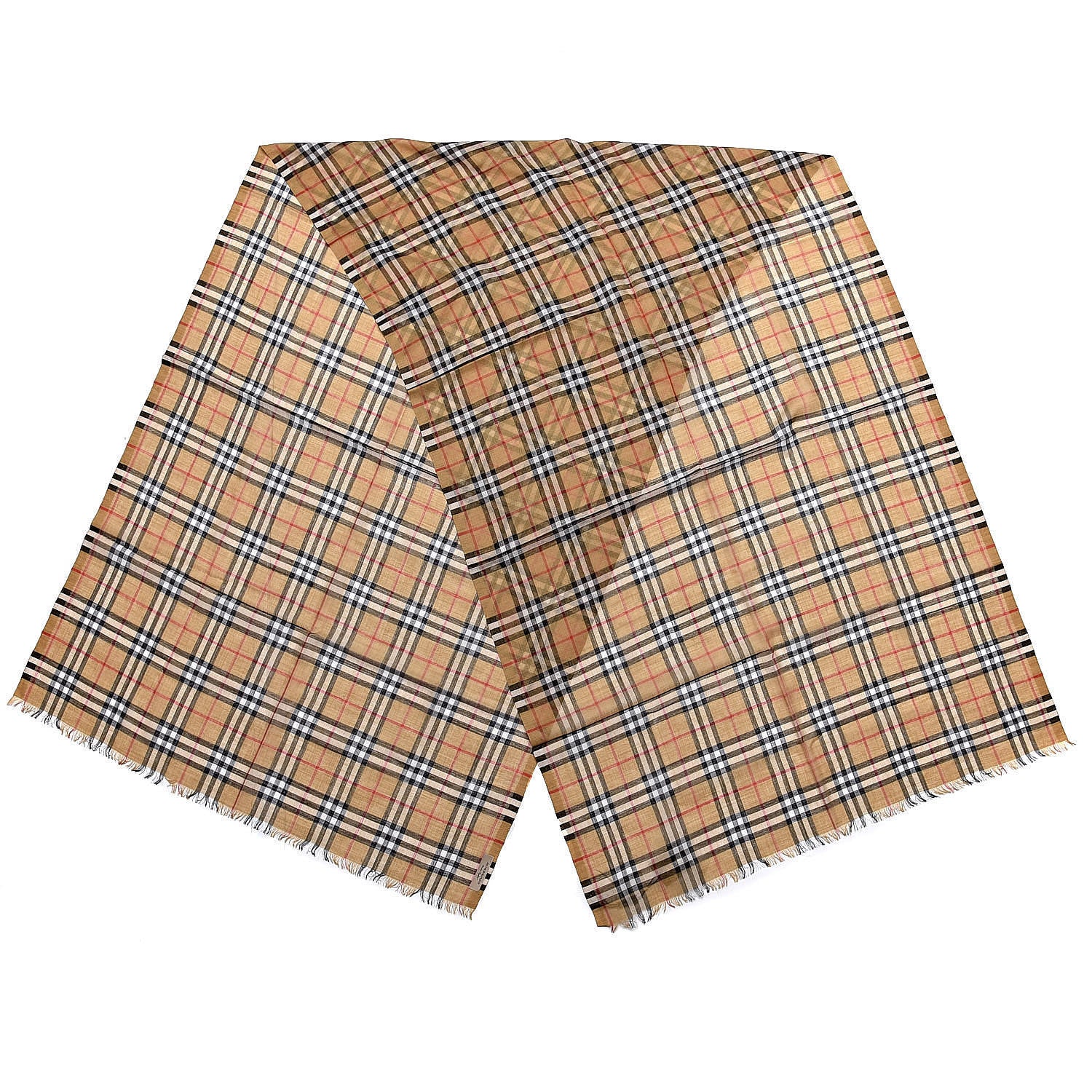Burberry Wool Silk Gauze Vintage Check Scarf Antique Yellow 3 of 5