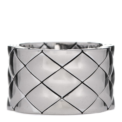 Chanel 18K White Gold Large Matelasse Ring 53 6.25 1 of 6