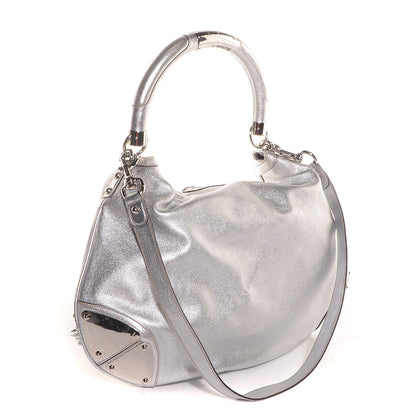 Gucci Leather Large Indy Top Handle Hobo Silver 3 of 7