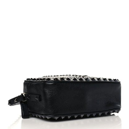 Valentino Garavani Craquele Nappa Rockstud Crystal Punk Heart Camera Crossbody Bag Black 3 of 6