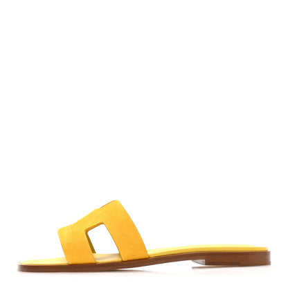 Hermes Suede Goatskin Oran Sandals 36 Jaune Bouton D'or 1 of 9