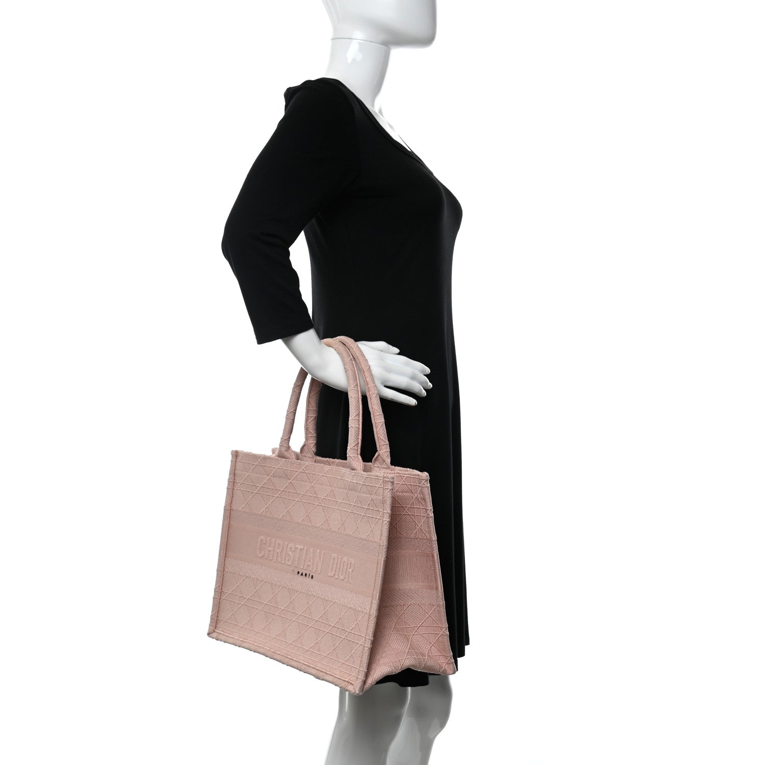 Christian Dior Canvas Embroidered Cannage Medium Book Tote Bois De Rose 2 of 16