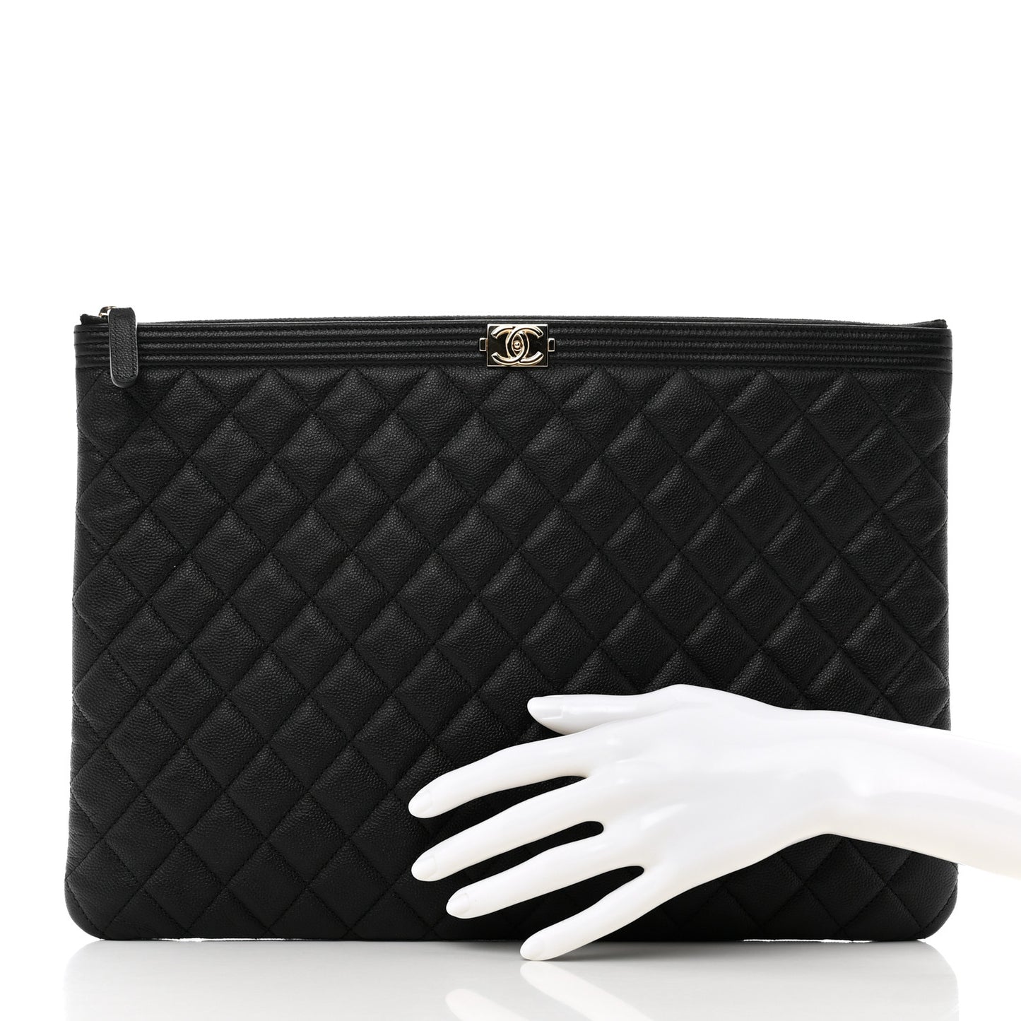 Caviar Quilted Large Boy Cosmetic Case Black