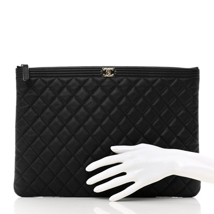 Chanel Caviar Quilted Large Boy Cosmetic Case Black 2 of 7