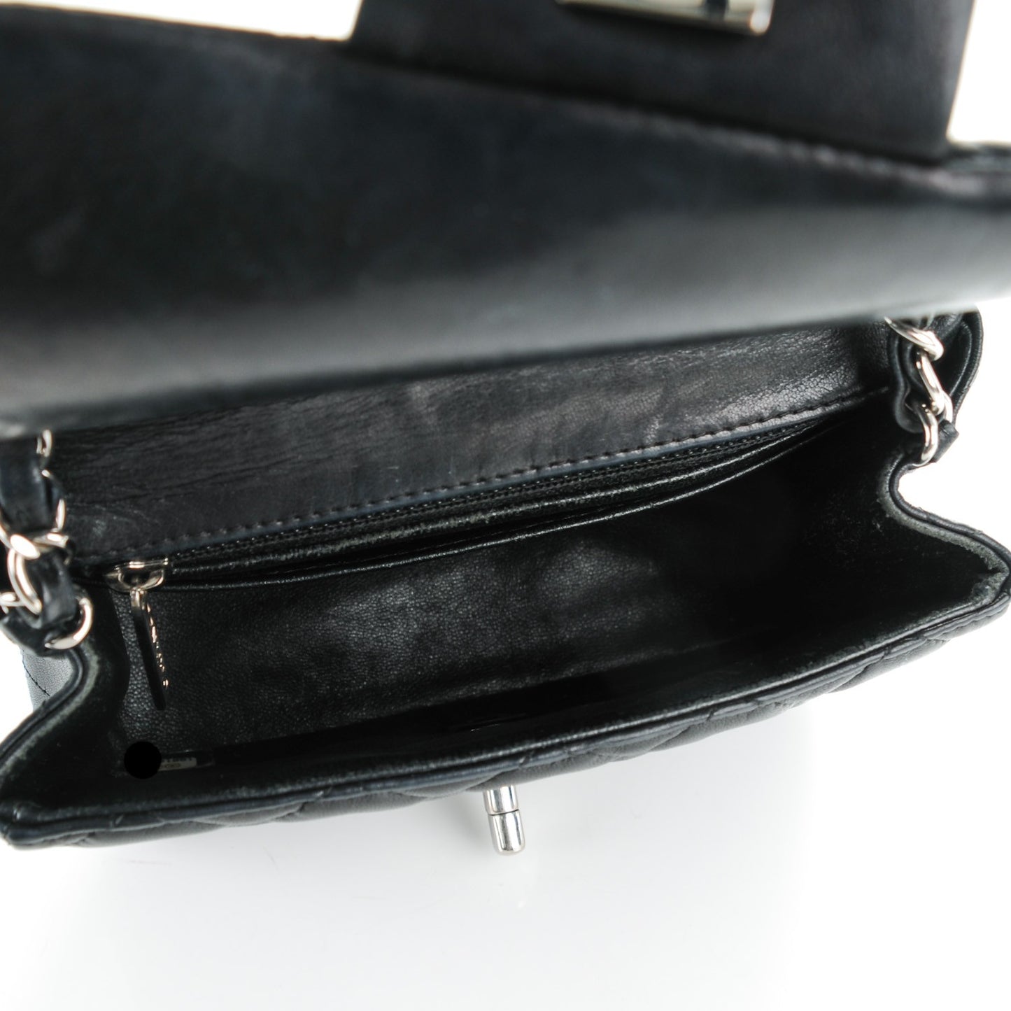 Lambskin Quilted Mini Square Flap Black