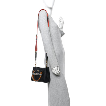 Gucci Textured Dollar Calfskin Web Mini Diana Tote Bag Black 2 of 10