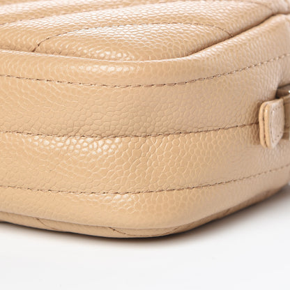 Chanel Caviar Chevron Quilted Camera Case Beige 9 of 10