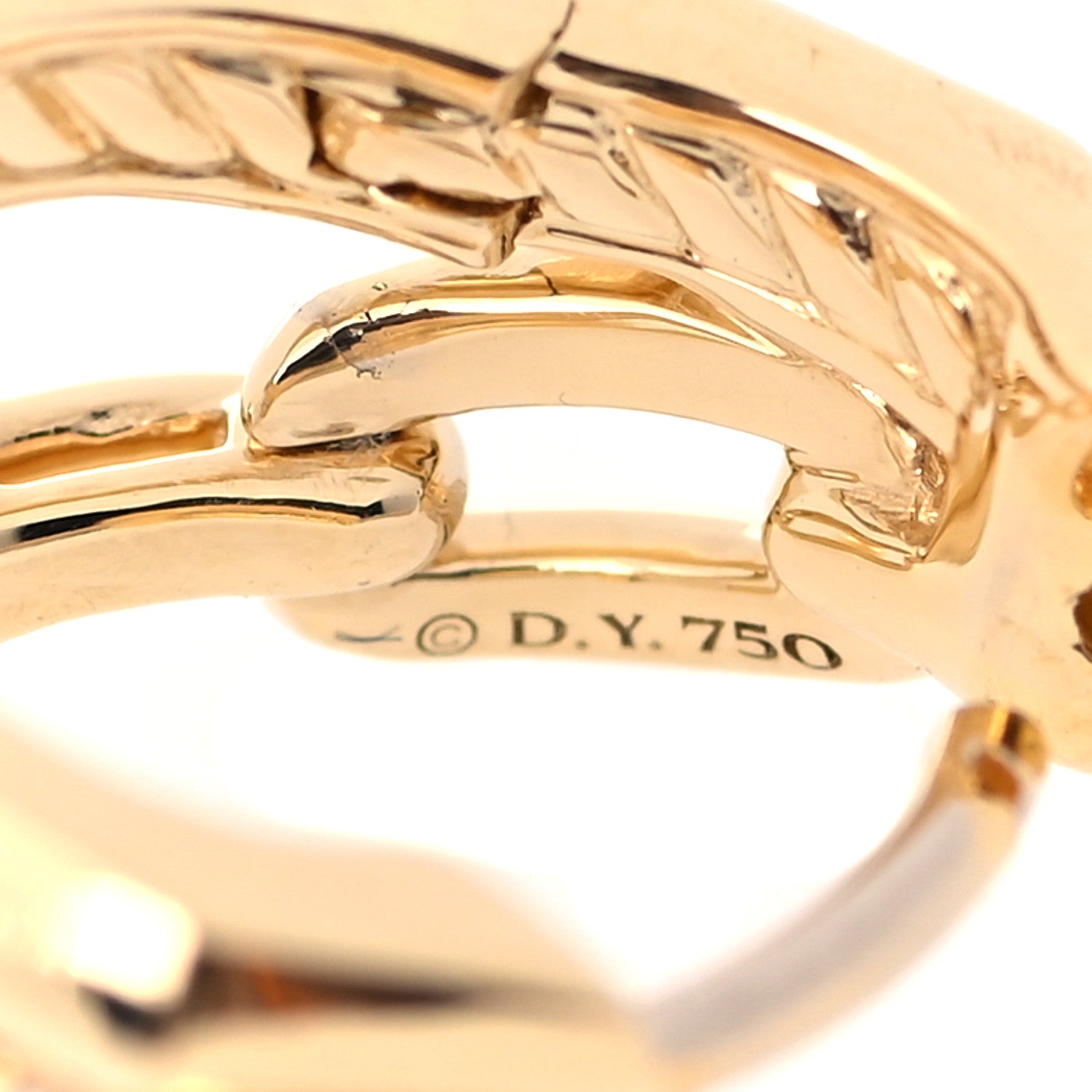David Yurman 18K Yellow Gold Diamond Stax Double Hoop Earrings 4 of 4
