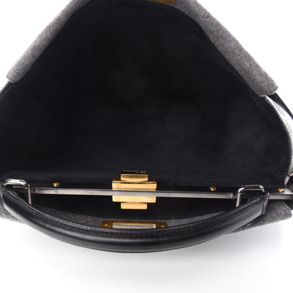 Fendi Flannel Large Peekaboo Iconic Satchel Grey 5 of 11