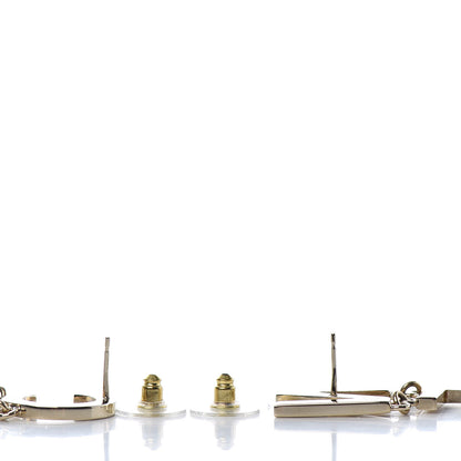 Chanel Metal Cha-Nel Logo Drop Earrings Gold 3 of 4