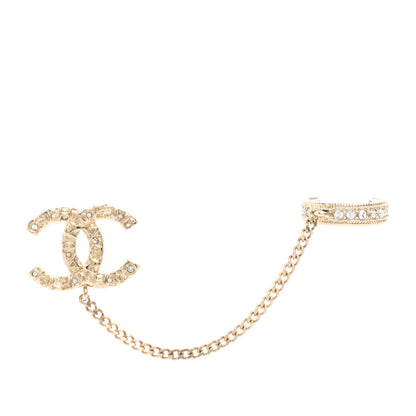Chanel Crystal CC Cuff Single Earring Gold 2 of 10