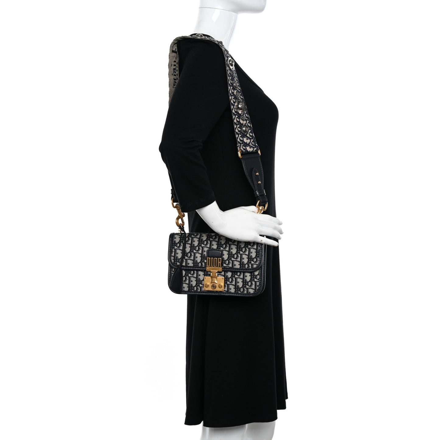 Oblique Small DiorAddict Flap Bag Navy Blue