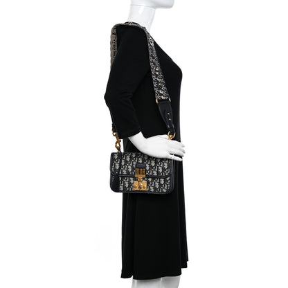 Christian Dior Oblique Small DiorAddict Flap Bag Navy Blue 2 of 14