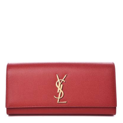 Saint Laurent Grain De Poudre Classic Monogram Cassandre Clutch New Red 1 of 10