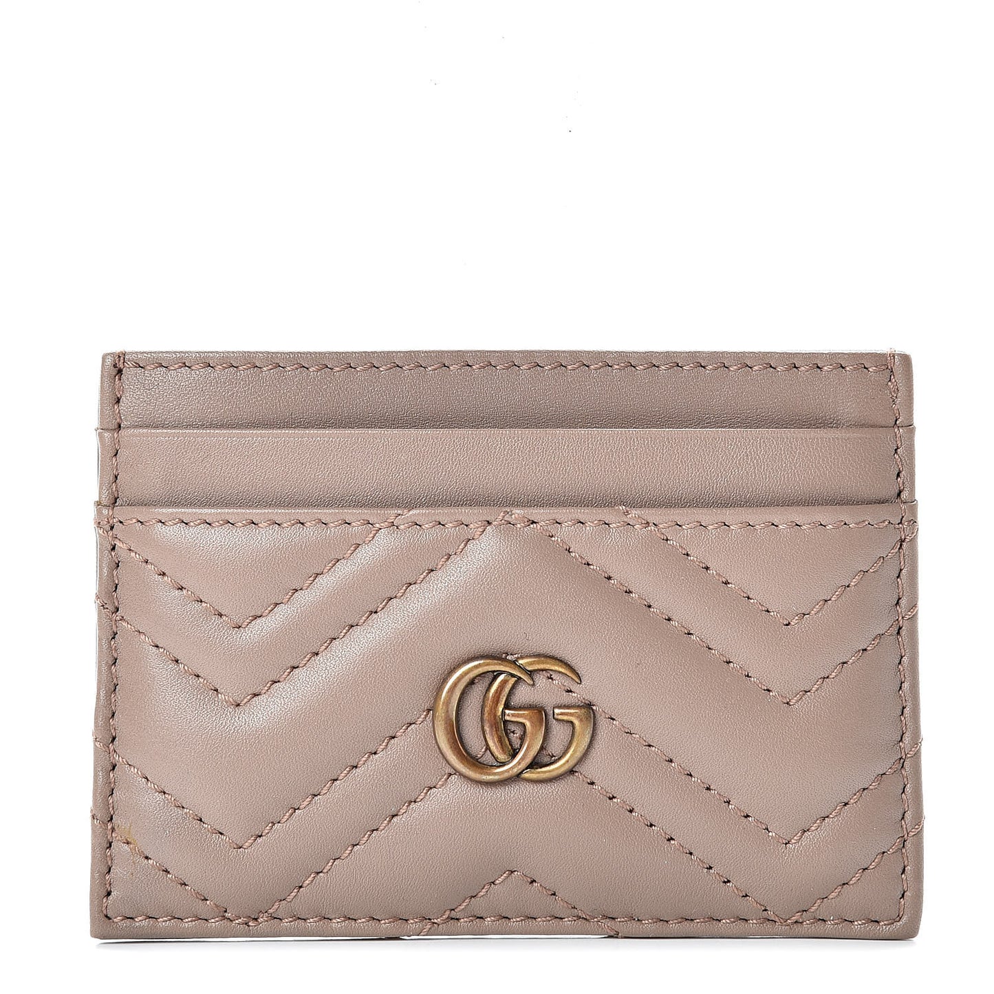 Calfskin Matelasse GG Marmont Card Holder Porcelain Rose
