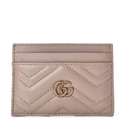 Gucci Calfskin Matelasse GG Marmont Card Holder Porcelain Rose 1 of 8