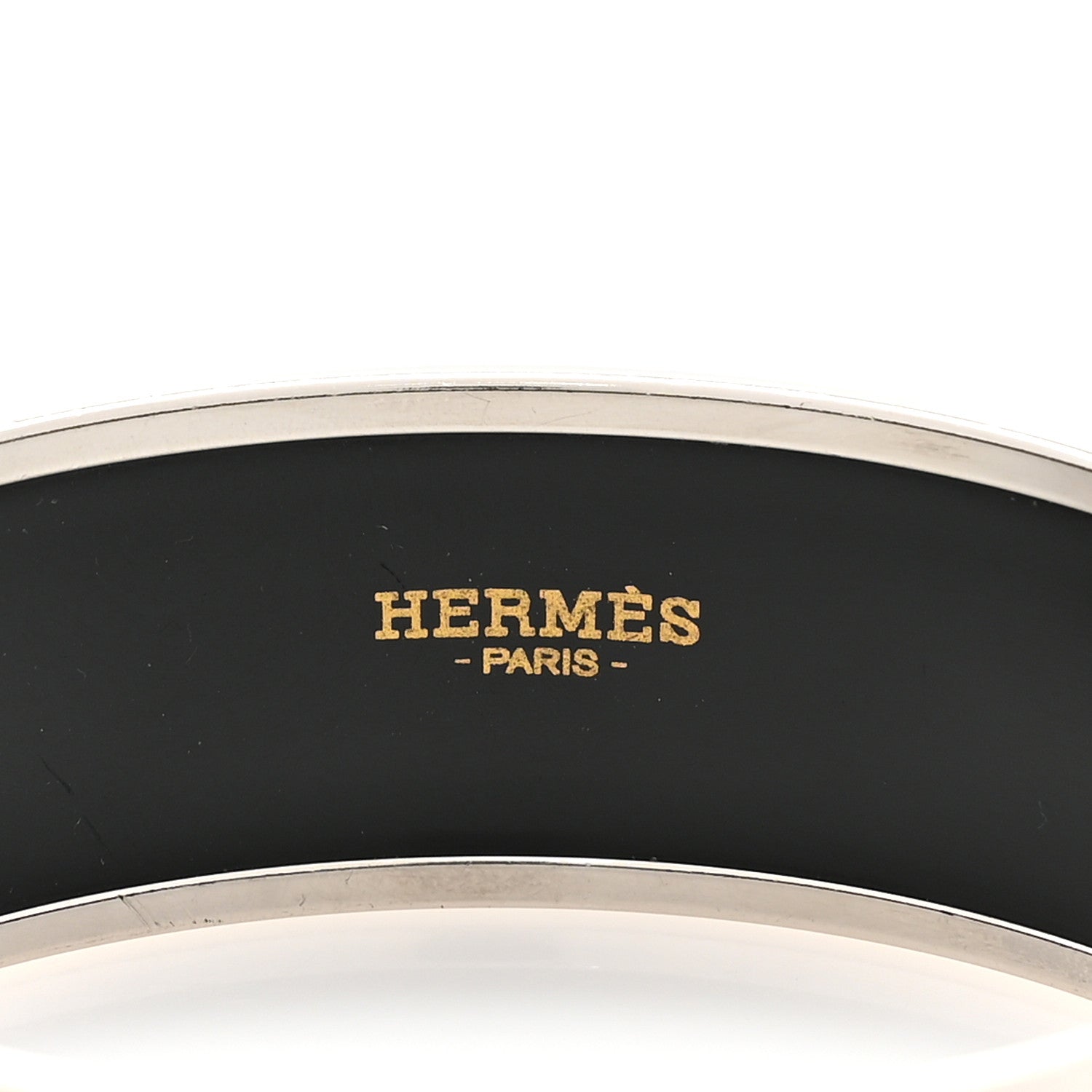 Hermes Enamel Printed Wide Grand Apparat Bracelet Black 3 of 5