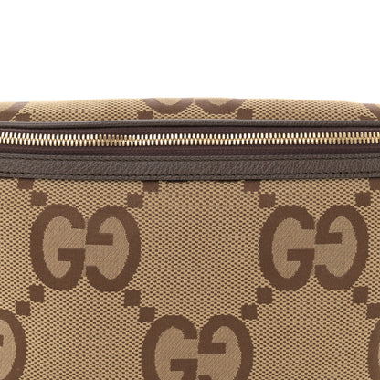 Gucci Monogram Jumbo GG Textured Dollar Calfskin Web Belt Bag Camel Ebony New Acero 8 of 11