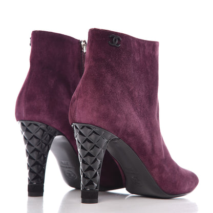Chanel Suede Calfskin Open Toe Short Boots 37.5 Burgundy 4 of 9