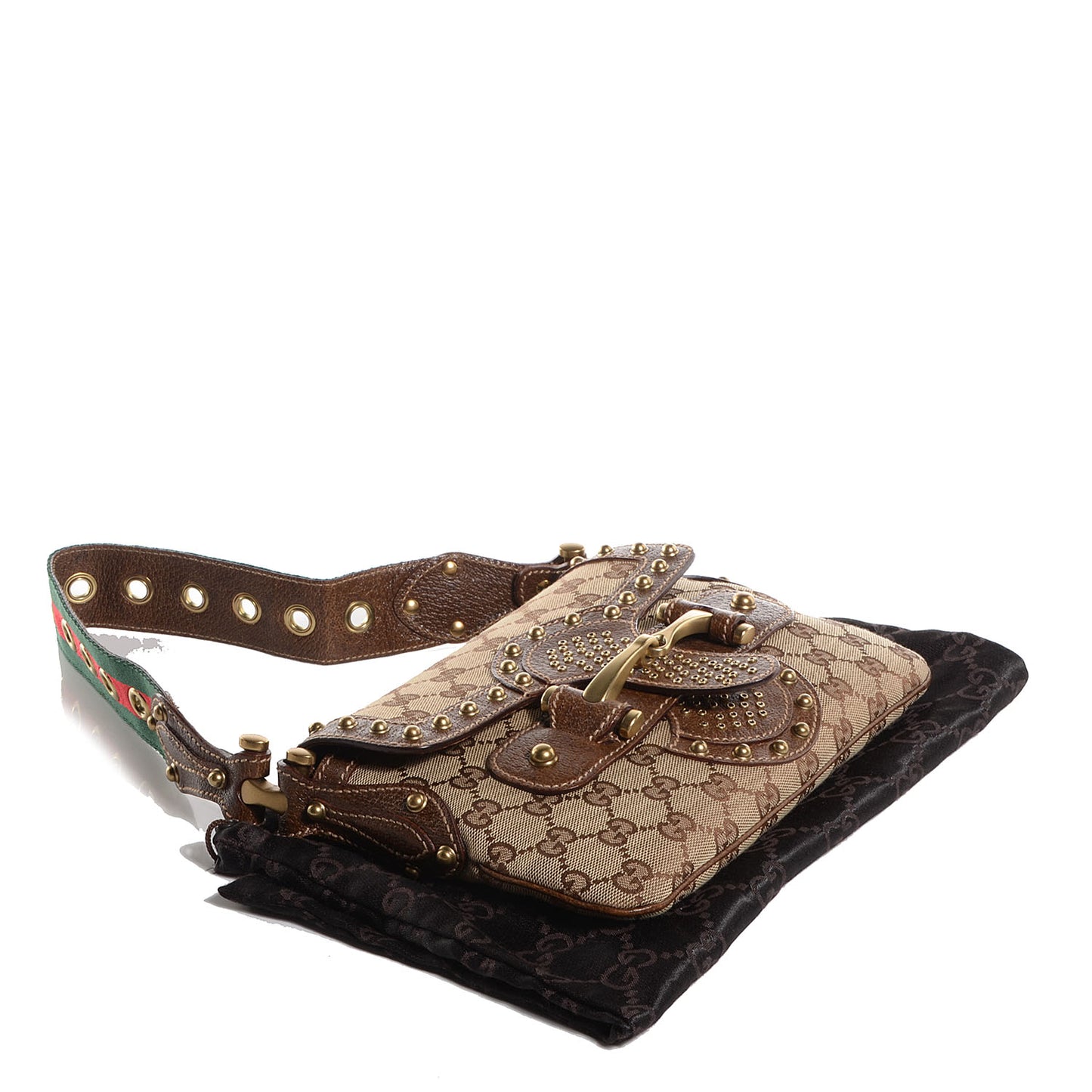 Monogram Studded Pelham Borchie Flap Bag Brown