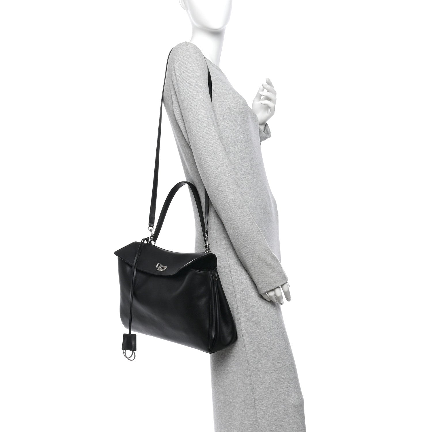 Balenciaga Natural Smooth Calfskin Medium Rodeo Top Handle Handbag Black Black 3 of 9