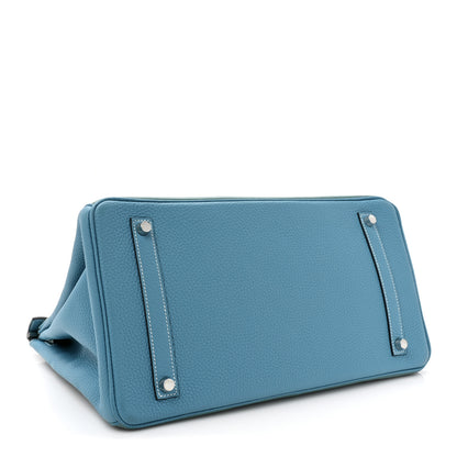 Hermes Veau Doblis Taurillon Clemence Evergrain Ghillies Birkin 35 Turquoise Ciel 4 of 14