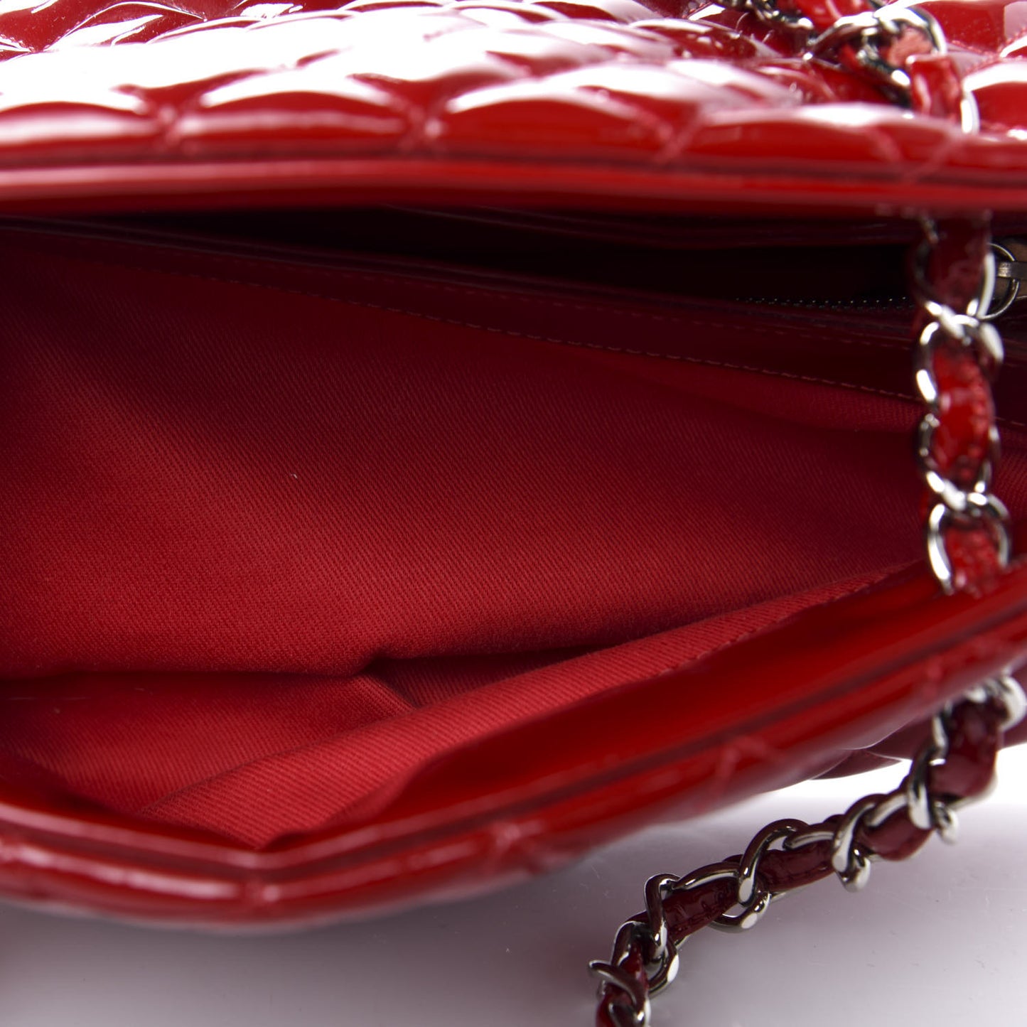 Patent Quilted Medium Just Mademoiselle Bowling Bag Red