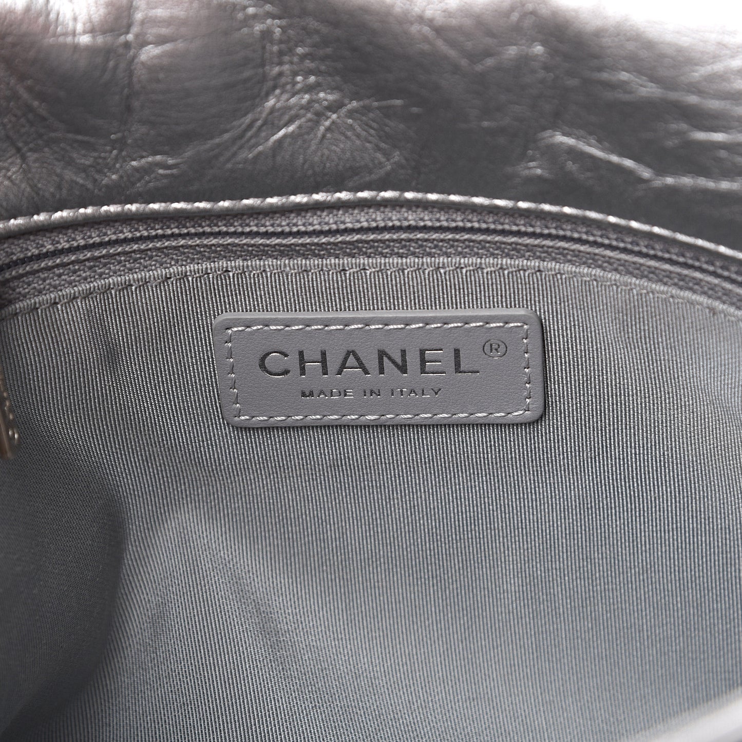 Metallic Crumpled Calfskin Big Bang Large Flap Bag Silver