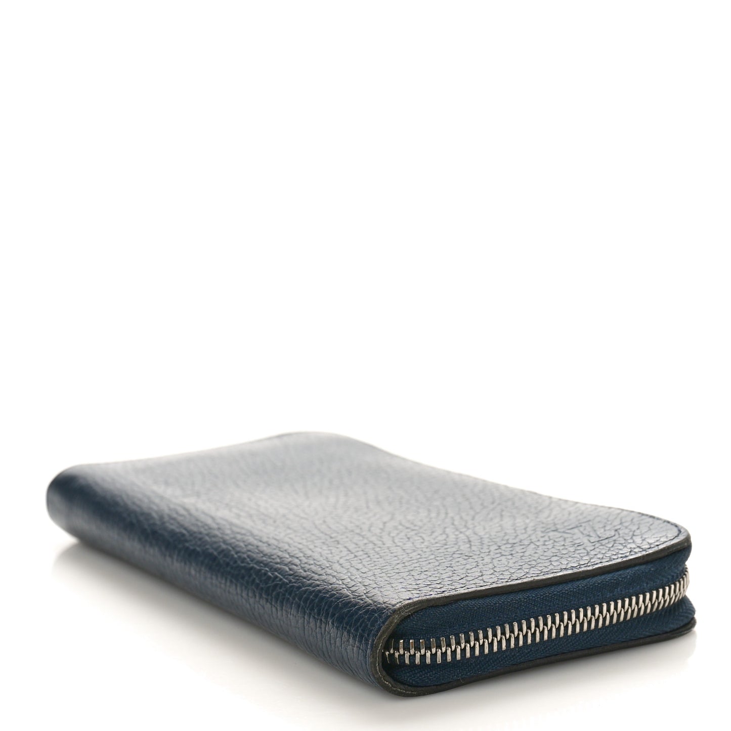 Taurillon Vertical Zippy Wallet Navy