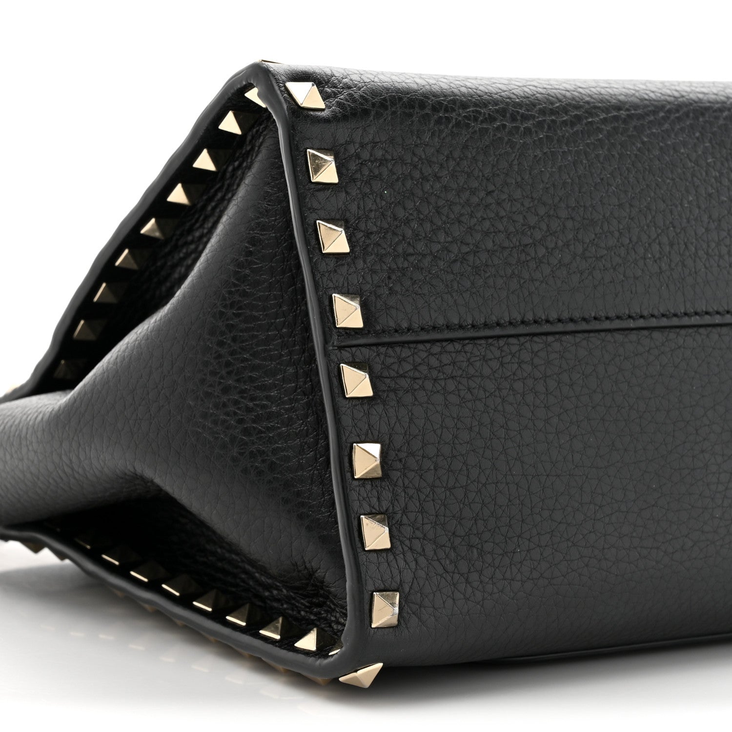 Valentino Garavani Pebbled Calfskin Rockstud Double Handle Tote Black 9 of 15