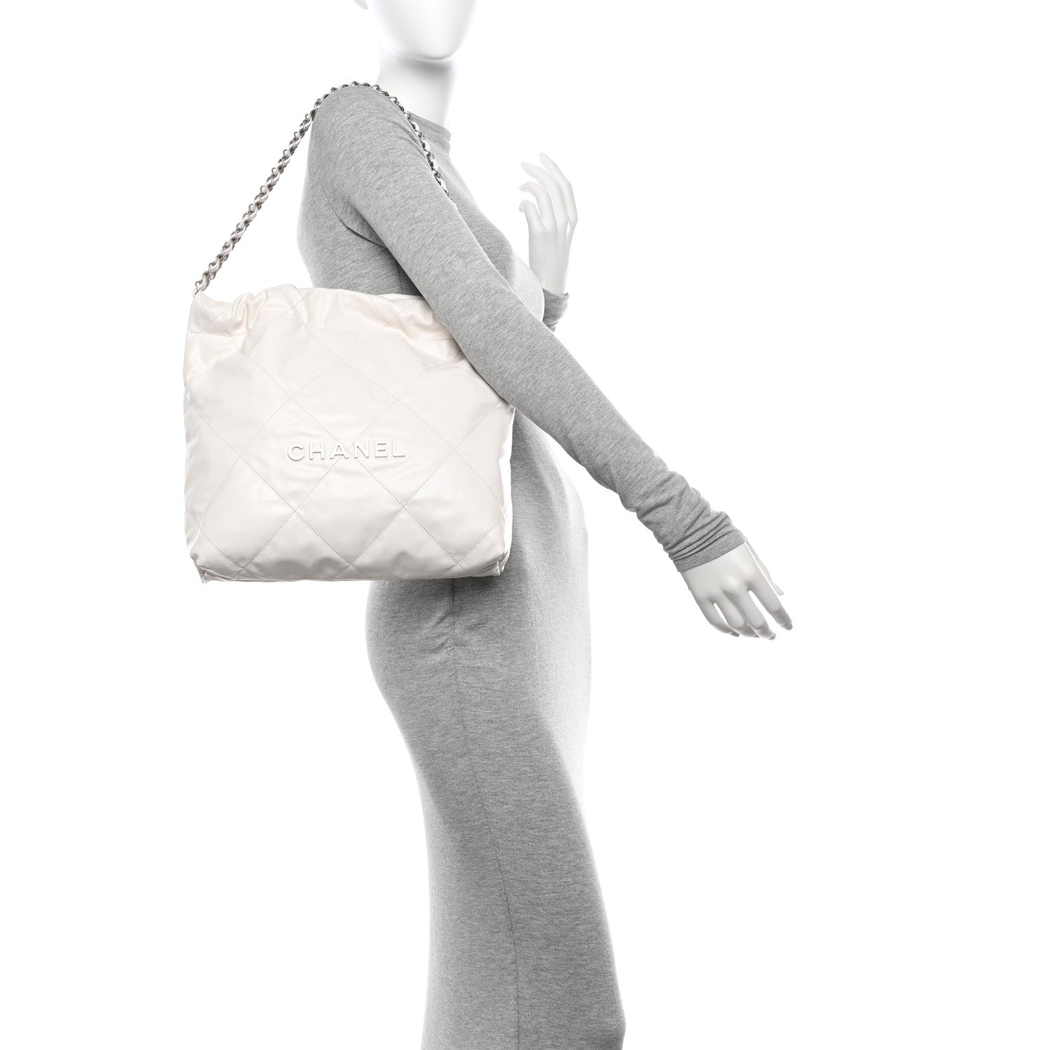 Chanel Shiny Calfskin Quilted Small Chanel 22 White 2 of 11