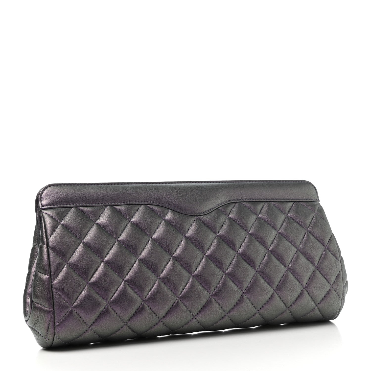 Chanel Iridescent Calfskin Quilted Clutch Purple 3 of 7
