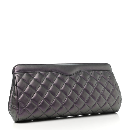 Chanel Iridescent Calfskin Quilted Clutch Purple 3 of 7