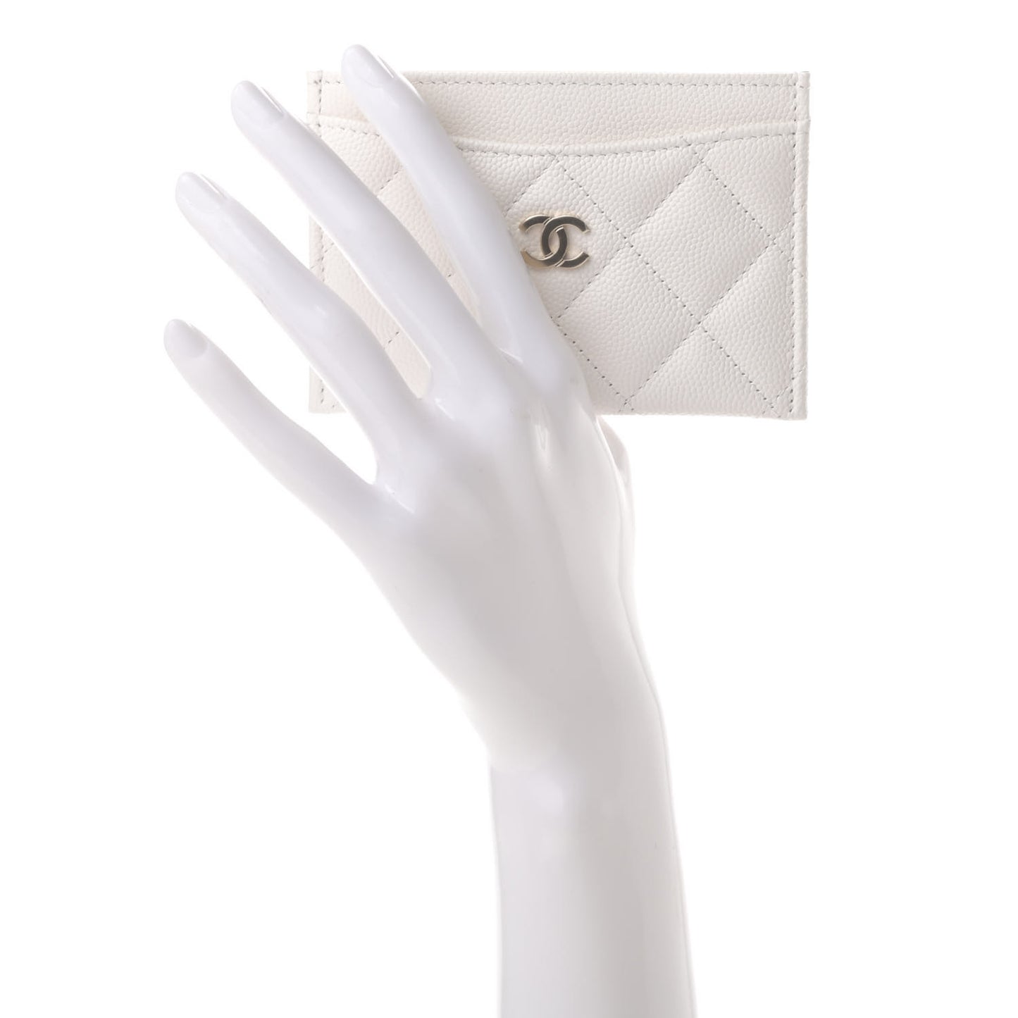 Caviar Quilted Card Holder White