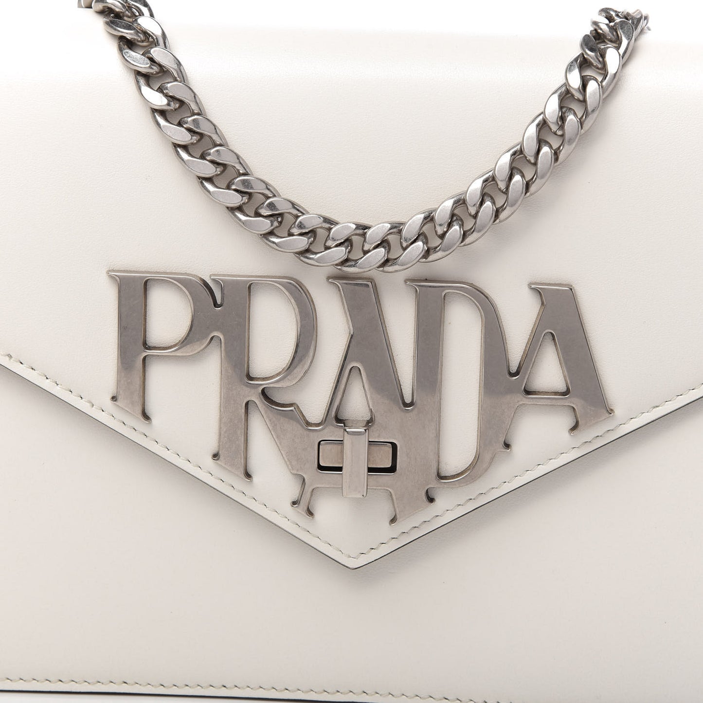 Spazzolato Logo Envelope Shoulder Bag White