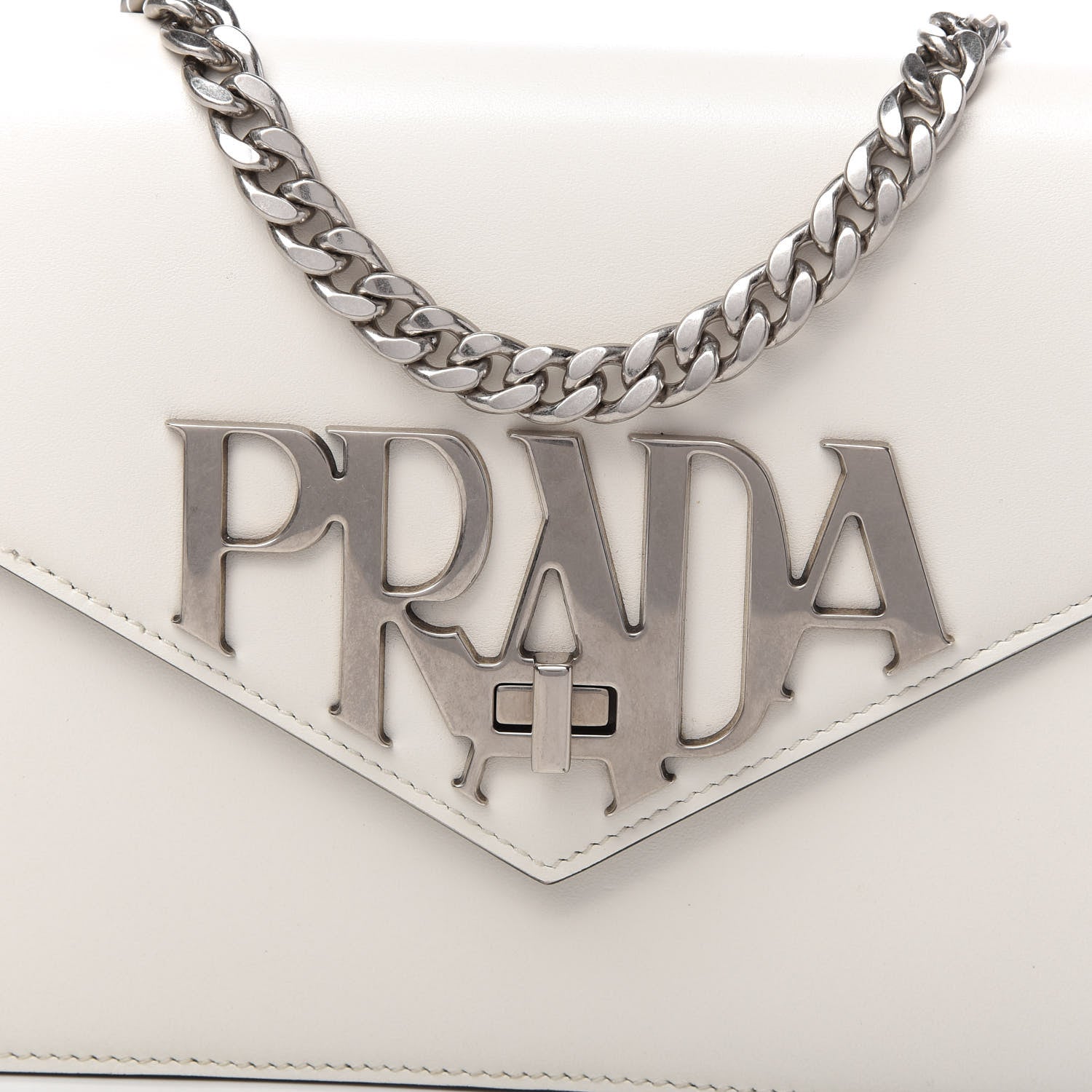Prada Spazzolato Logo Envelope Shoulder Bag White 9 of 9