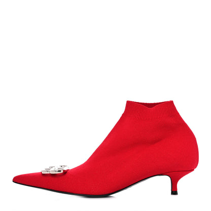 Balenciaga Fabric BB Pointy Toe Ankle Booties 35 Red 1 of 9