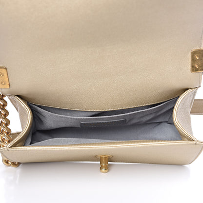 Chanel Metallic Lambskin Small Golden CC Boy Flap Dark Gold 5 of 14