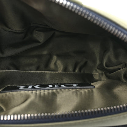 Christian Dior X SACAI Grained Calfskin Technical Fabric Mens Saddle Bag Olive Navy Blue 5 of 9