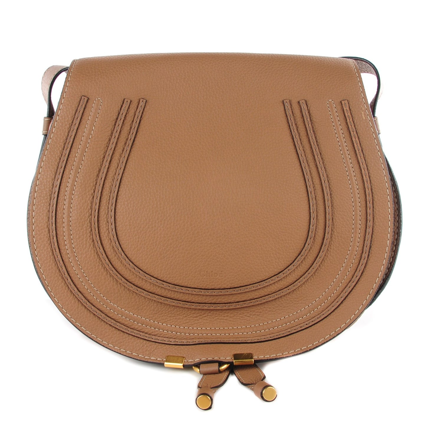 Calfskin Medium Marcie Round Crossbody Bag Nut