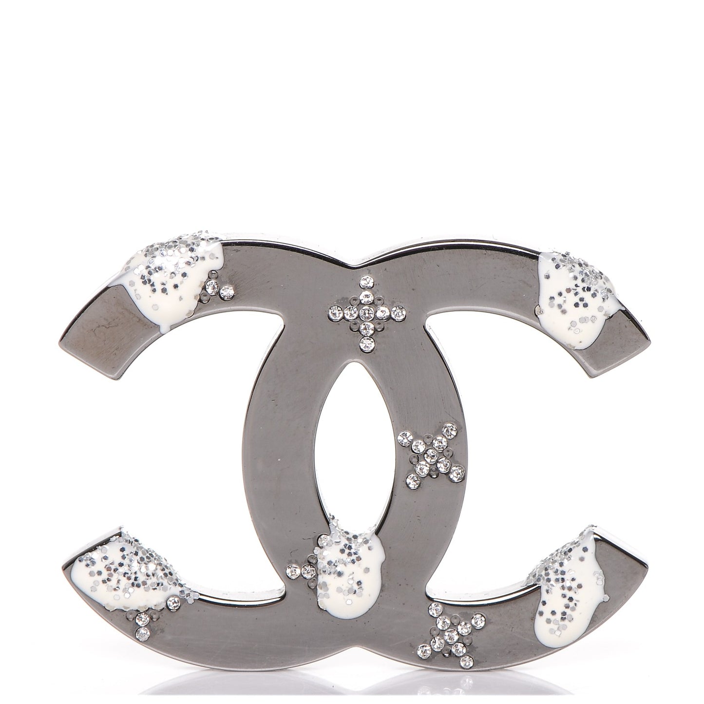 Ruthenium Crystal Enamel CC Brooch
