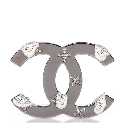 Chanel Ruthenium Crystal Enamel CC Brooch 1 of 4