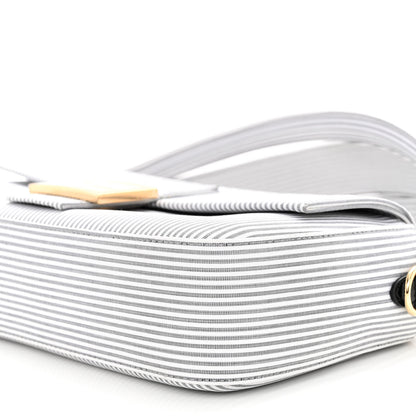 Fendi Cotton Cuoio Bretagna Striped Baguette Grigio White Black 9 of 9