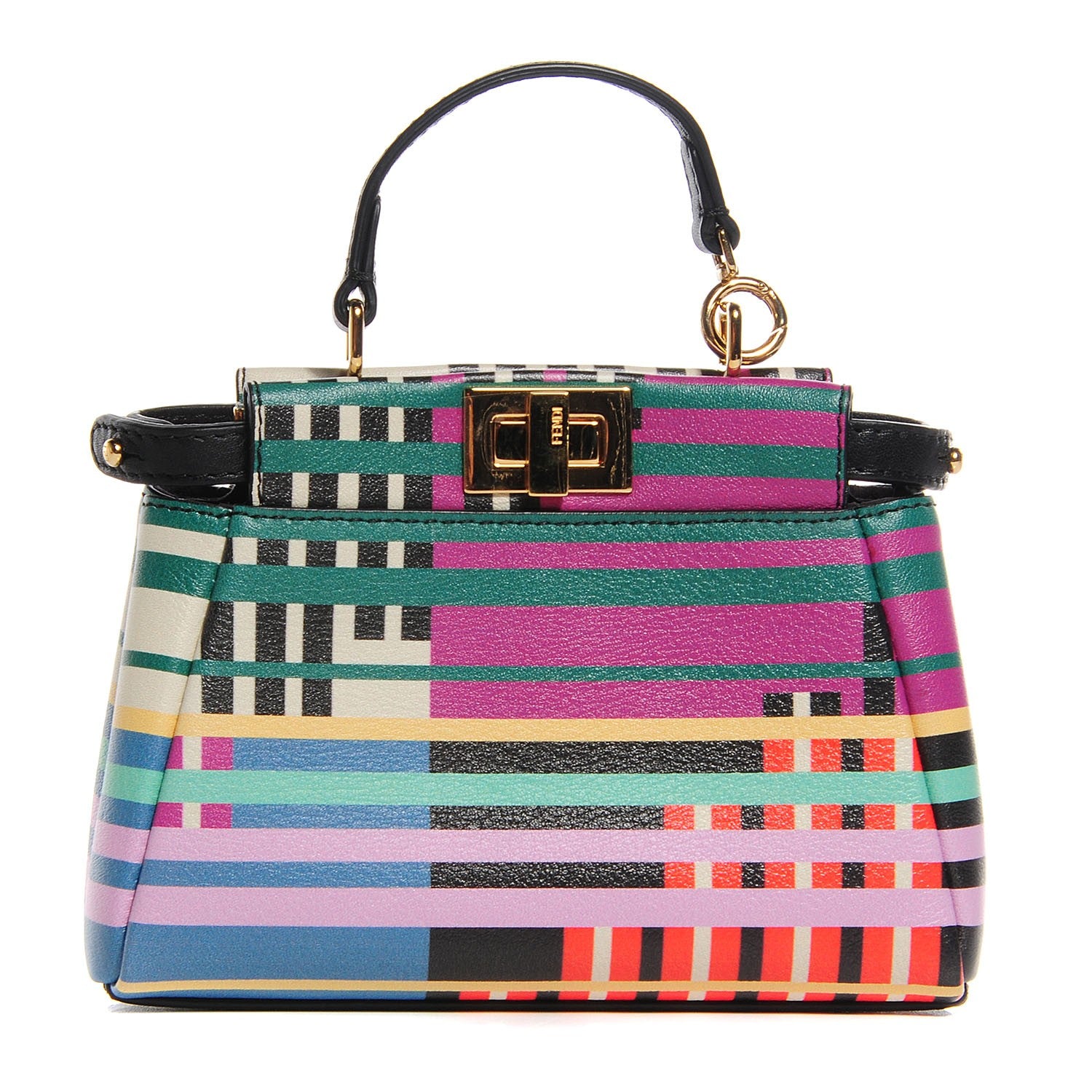 Fendi Vitello Seta Digital Print Micro Peekaboo Iconic Satchel Multicolor Black 1 of 10