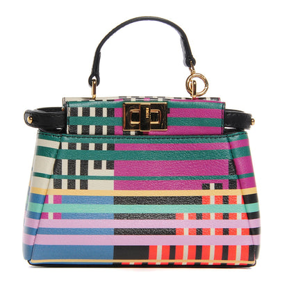 Fendi Vitello Seta Digital Print Micro Peekaboo Iconic Satchel Multicolor Black 1 of 10