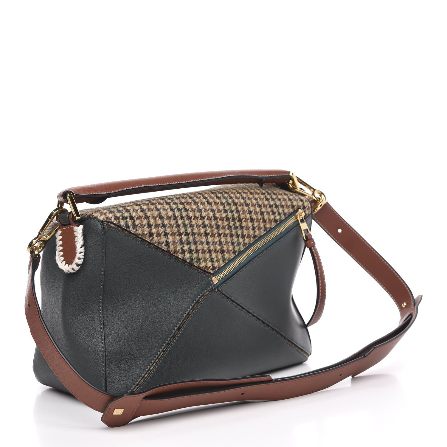 Loewe Tweed Calfskin Medium Puzzle Bag Emerald 4 of 11