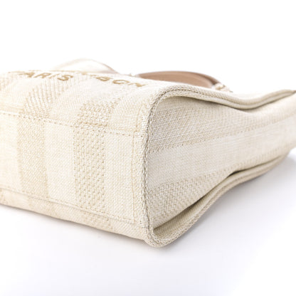 Chanel Straw Raffia Calfskin Striped Mini Deauville Tote Beige 7 of 10