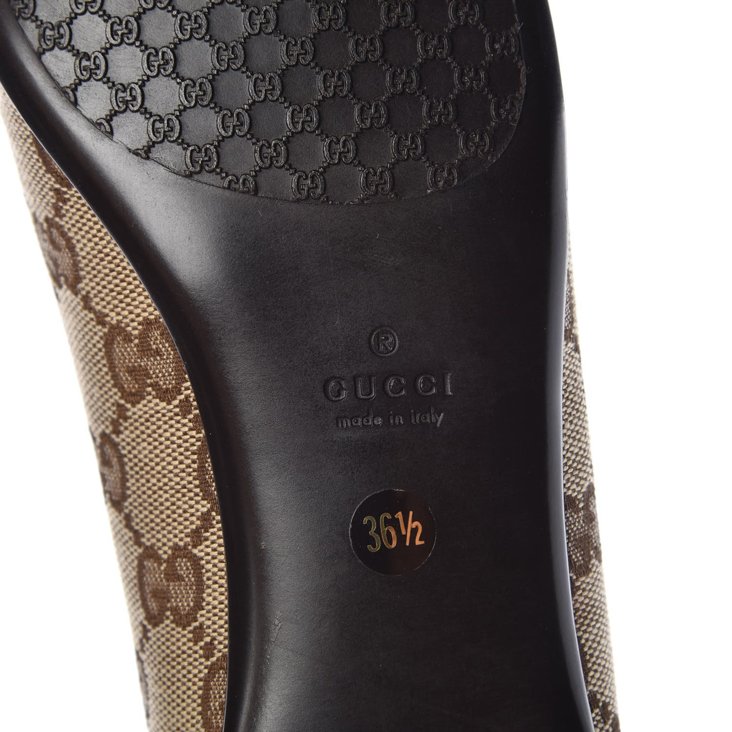 GG Monogram Ballet Flat 36.5 Beige Ebony