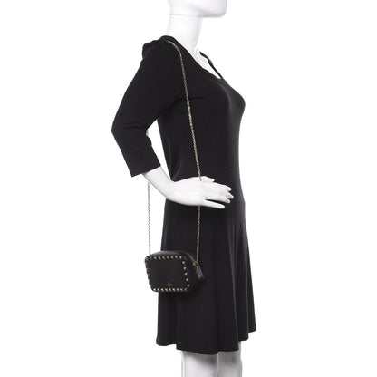 Valentino Garavani Calfskin Small Rockstud Chain Camera Crossbody Bag Black 2 of 9
