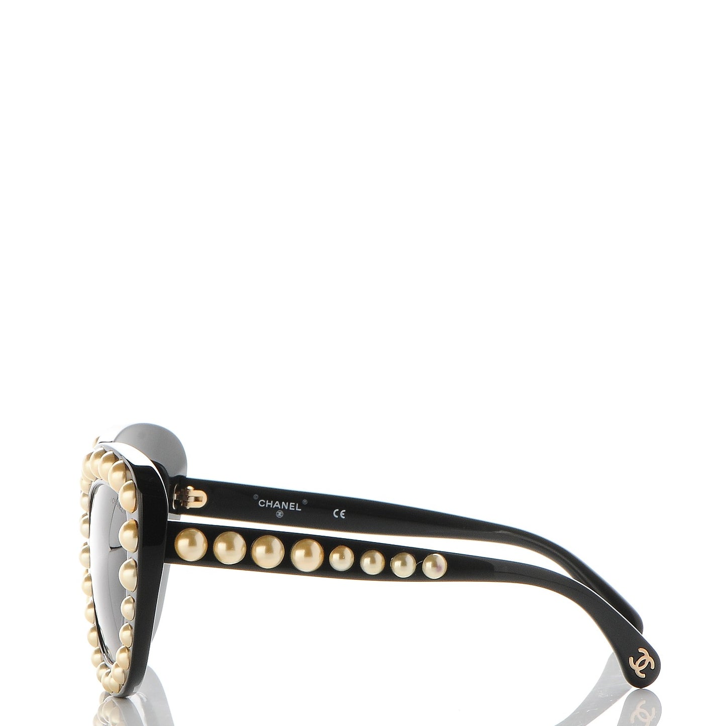 Pearl Cat Eye Sunglasses Gold Black